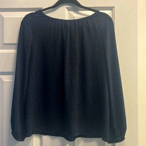 Ann Taylor Loft blue and black leopard print blouse size medium